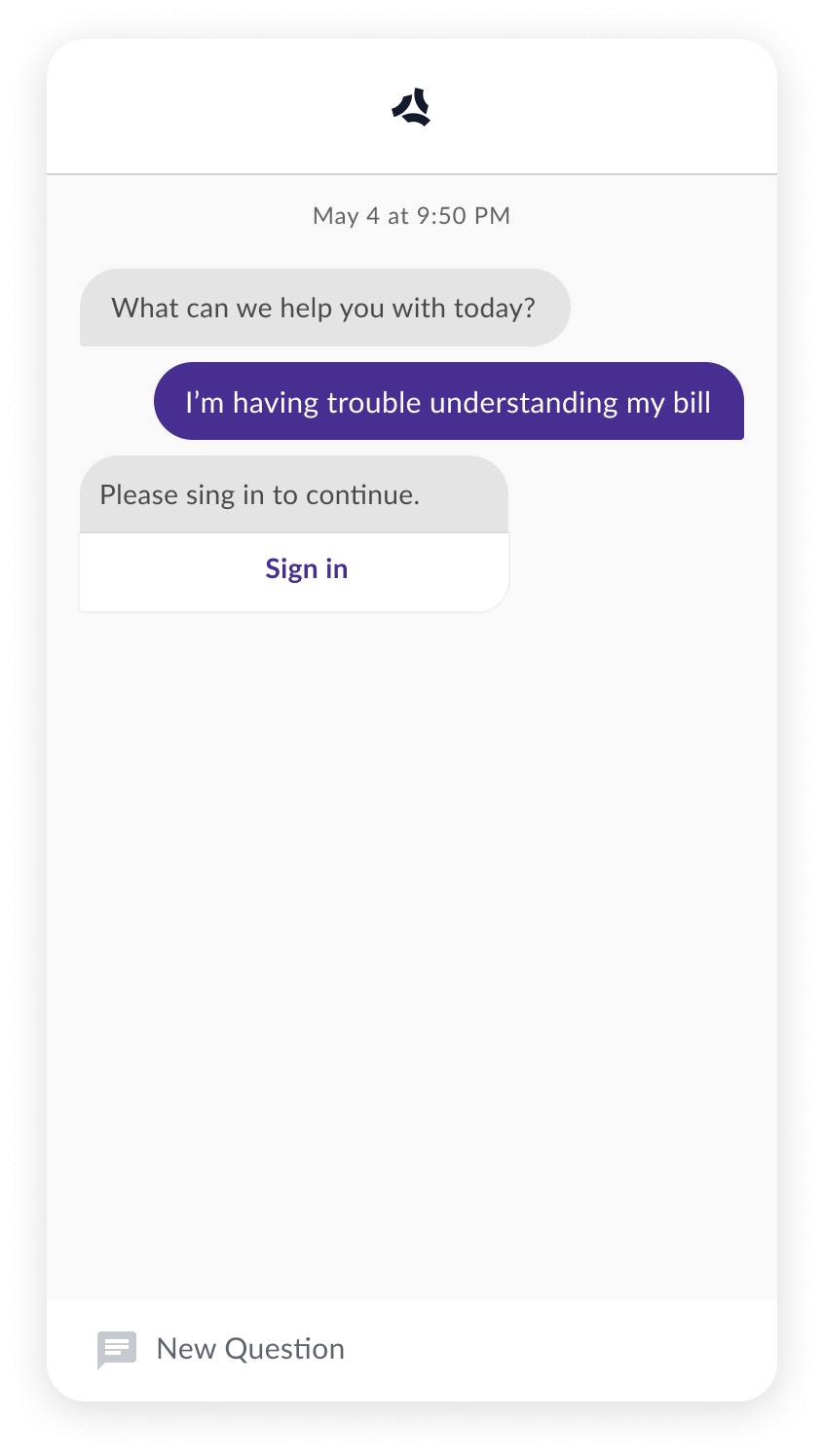 Screenshot of flow requirements and alternative options in virtual agent