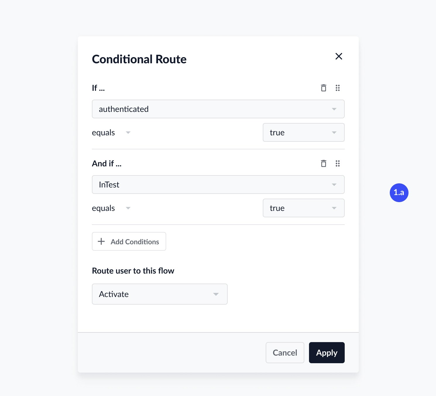 Test environment conditional route showing InTest attribute set to TRUE