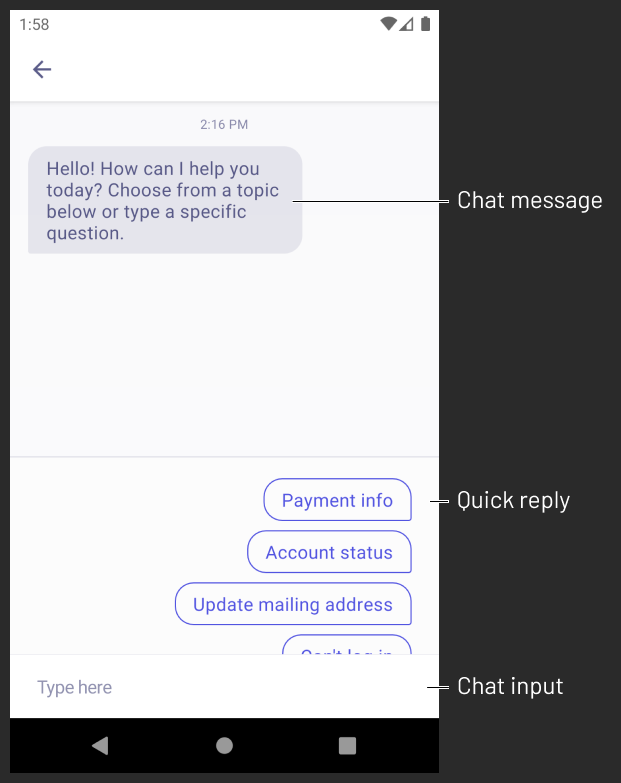 Screenshot of Android SDK chat interface example