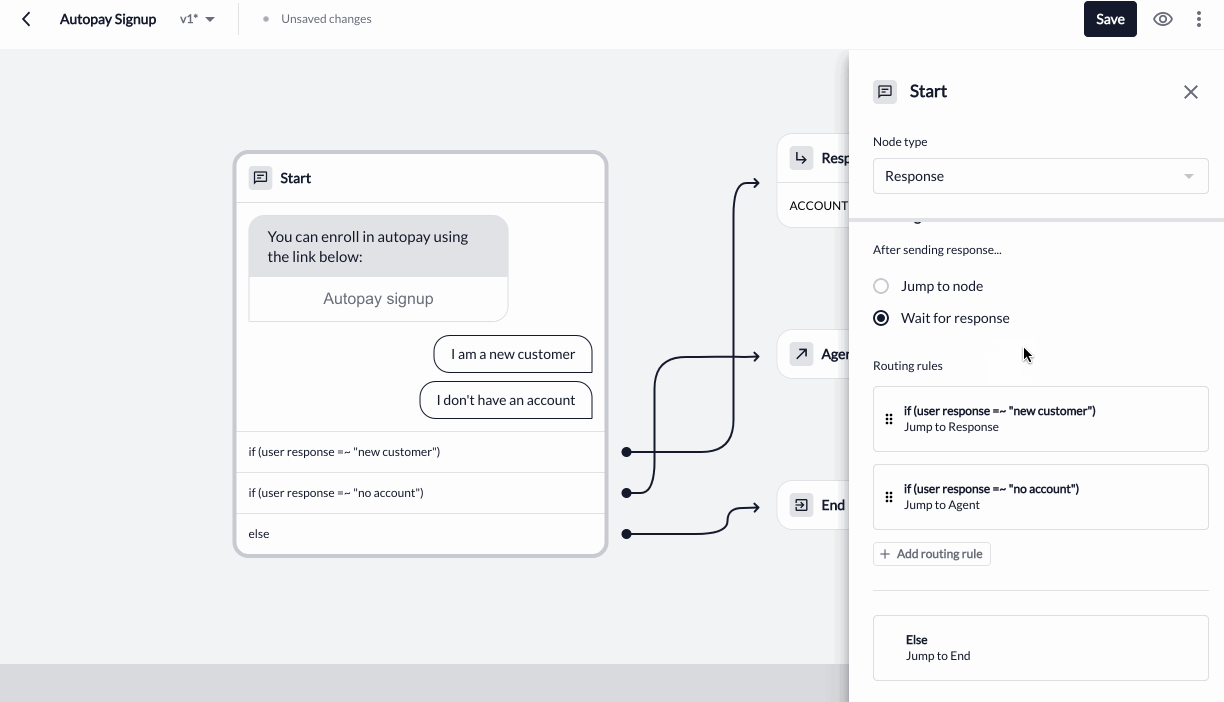 Flow preview panel opening with eye icon in toolbar