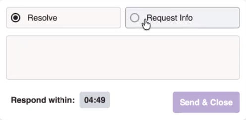 Agent Desk input area with the Request Info mode selected.