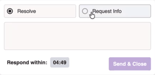 Agent Desk input area with the Request Info mode selected.