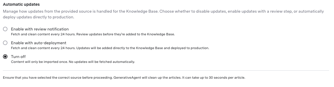 Automatic updates dialog