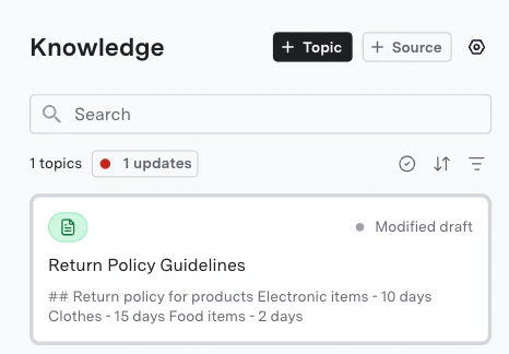 Updates tab showing pending review content