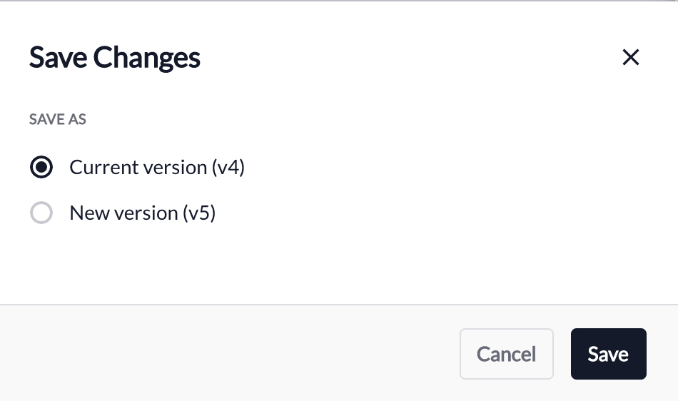 Save options showing new version or overwrite current version choices