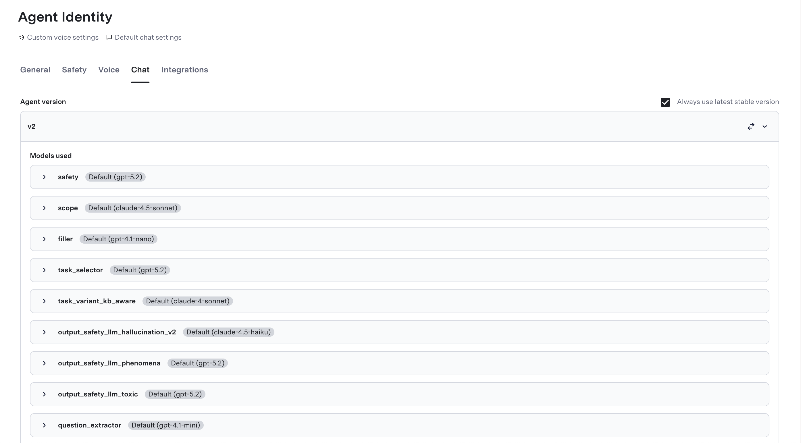 Agent Identity - Chat Configuration