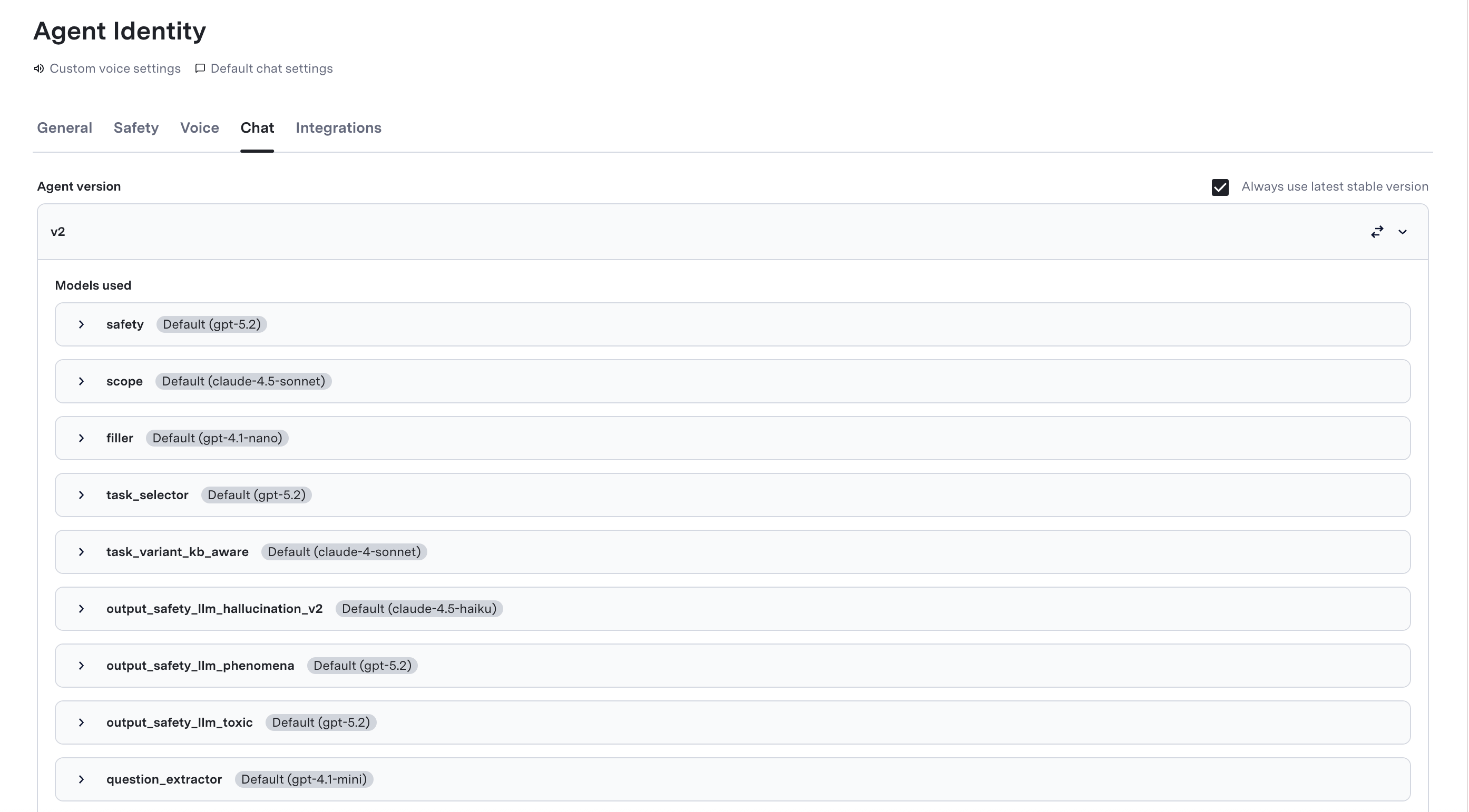 Agent Identity - Chat Configuration