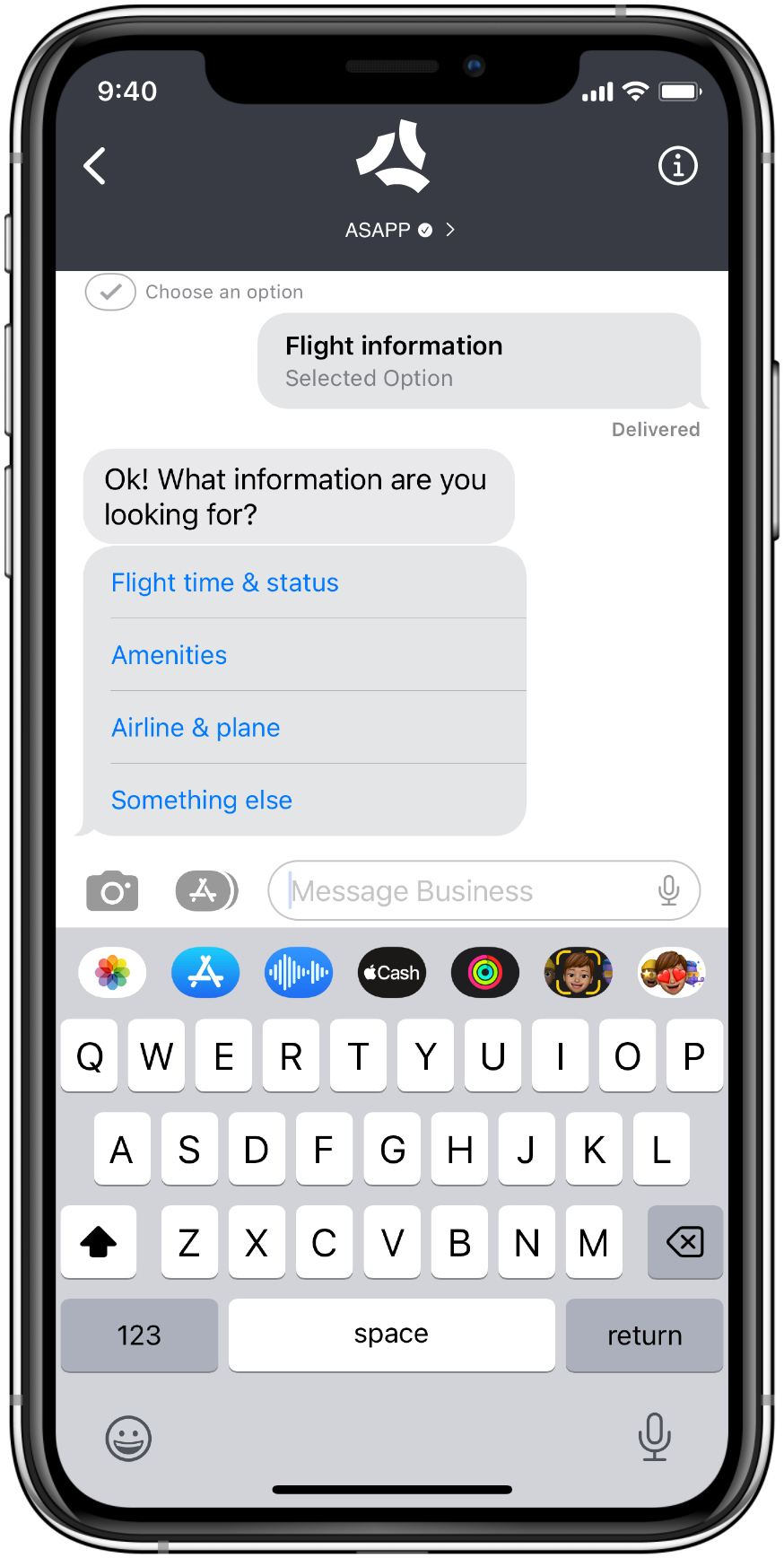 Quick Replies in Apple Messages for Business