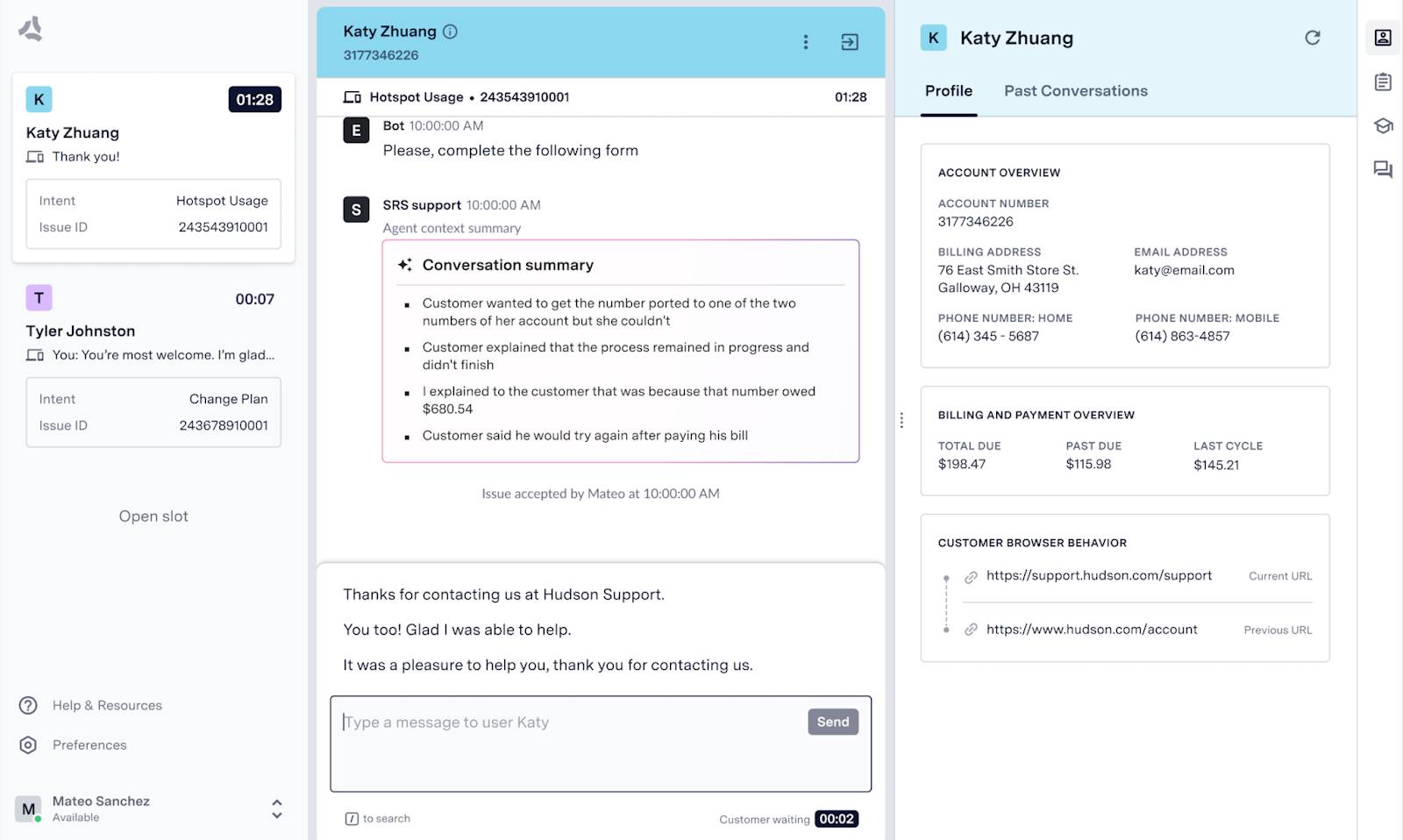 Live Agent Summary Interface