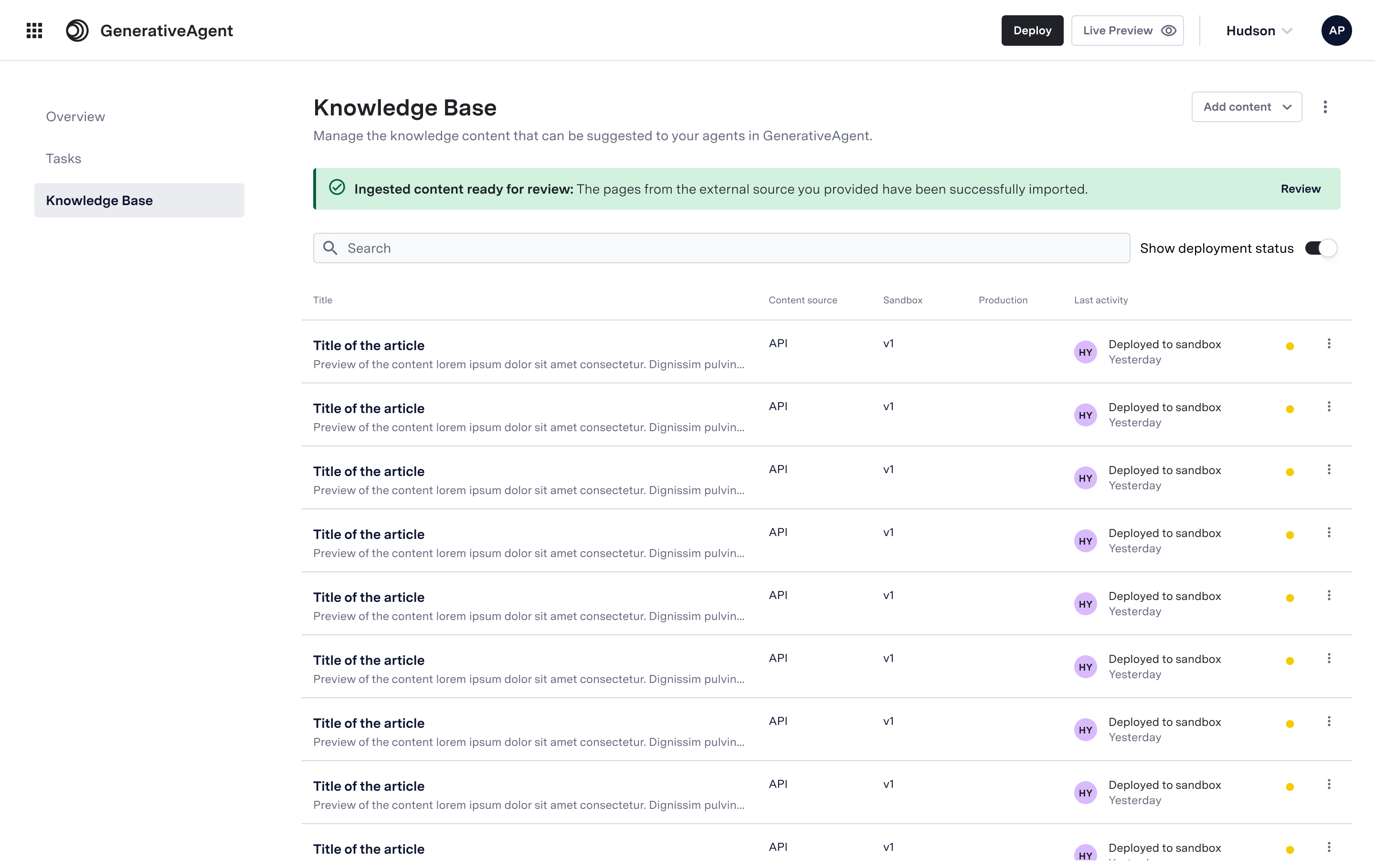 Pending review banner