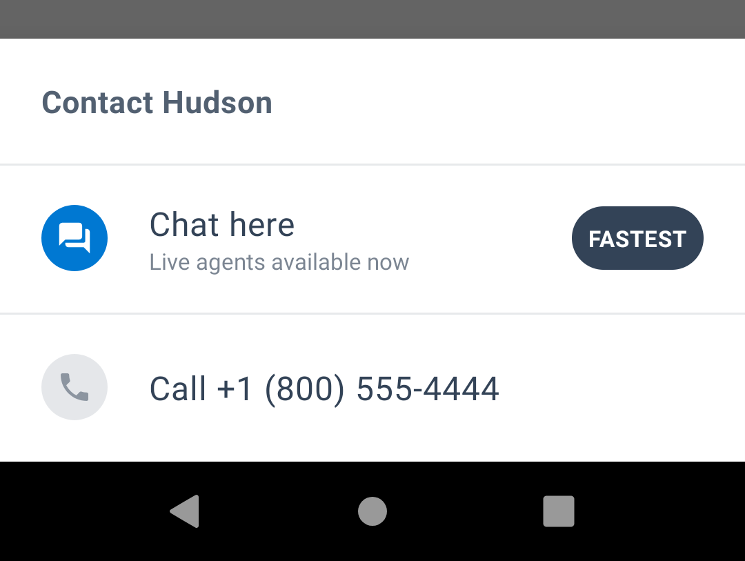 Screenshot of Chat Instead button in Android app