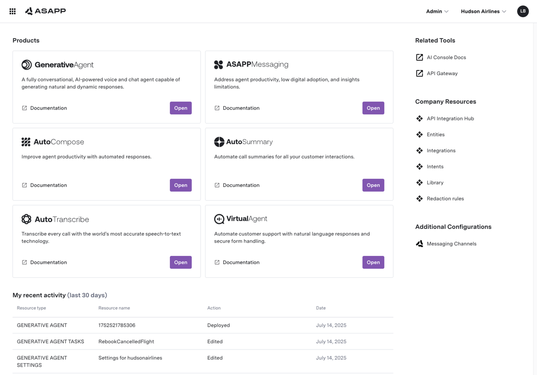 System Configuration Ai AI Console - ASAPP Docs