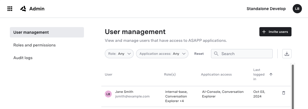 Manage Users - ASAPP Docs