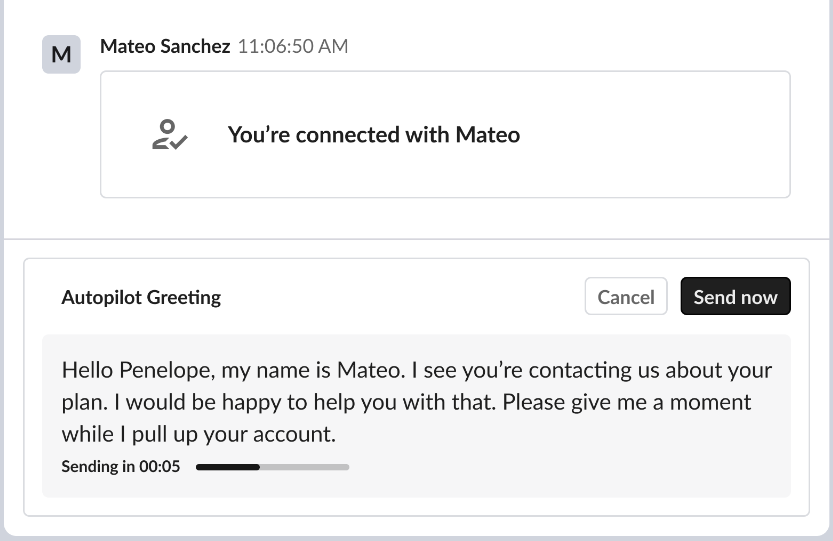 AutoPilot greeting example in Digital Agent Desk