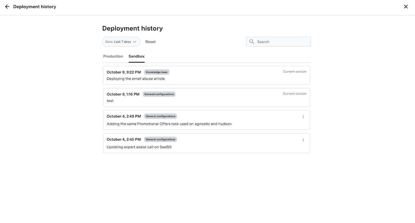 Deployment History