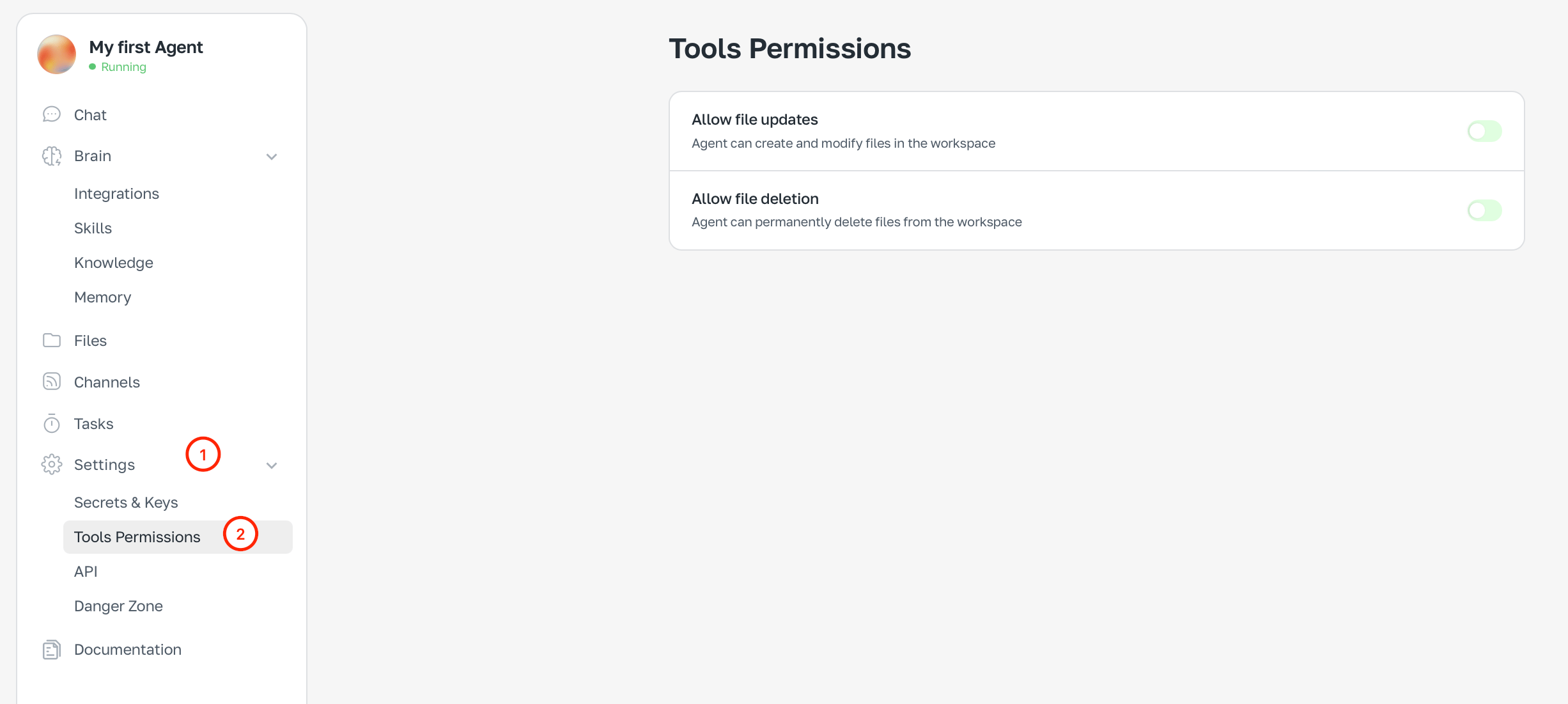 Settings → Tool permissions