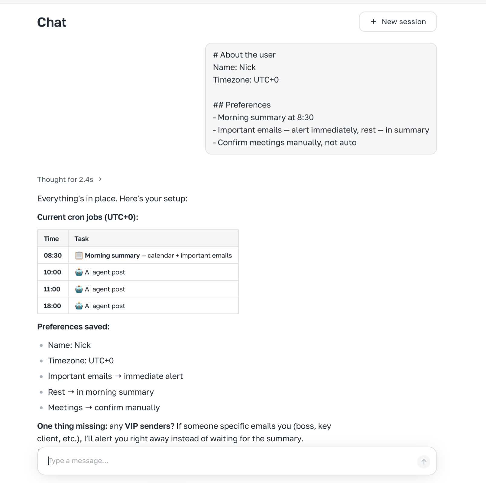 Pasting rules in chat
