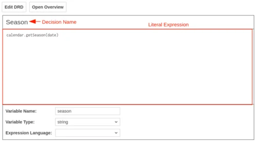 Decision Literal Expression