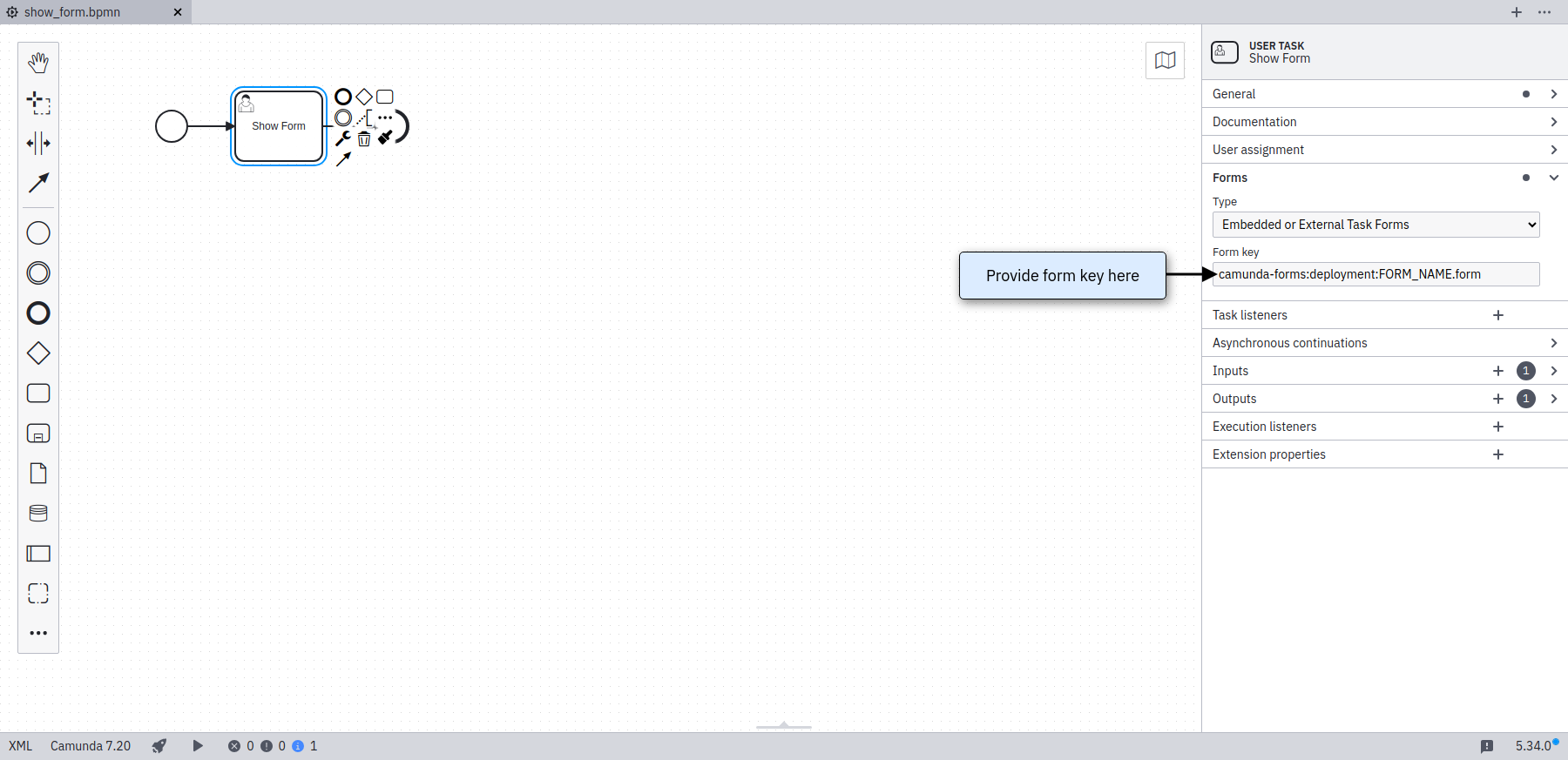 Provide Form Key for Camunda Forms