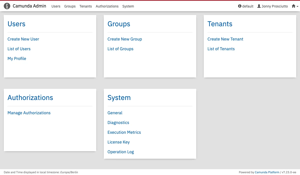 Admin Start Page