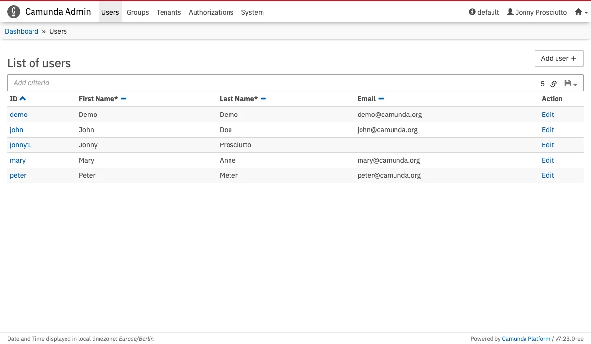 User Menu