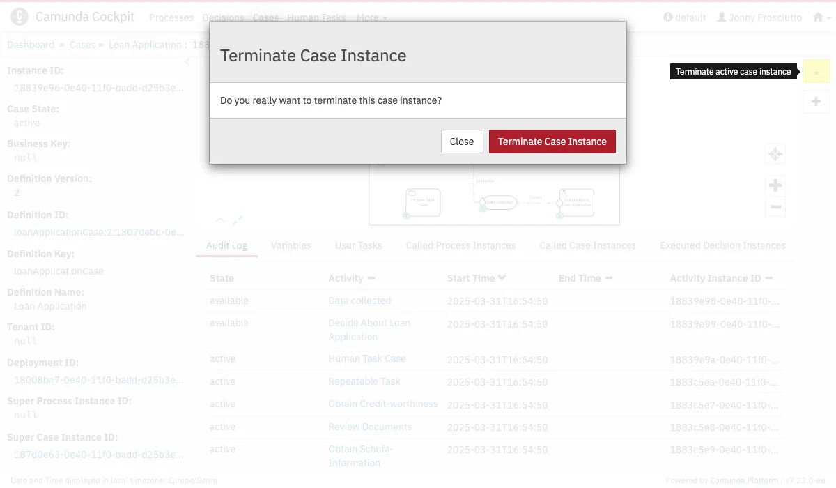 Terminate Case Instance