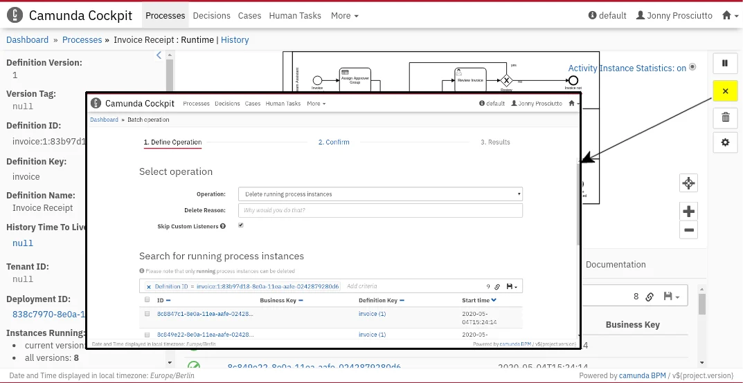 Batch Delete Running Process Instances