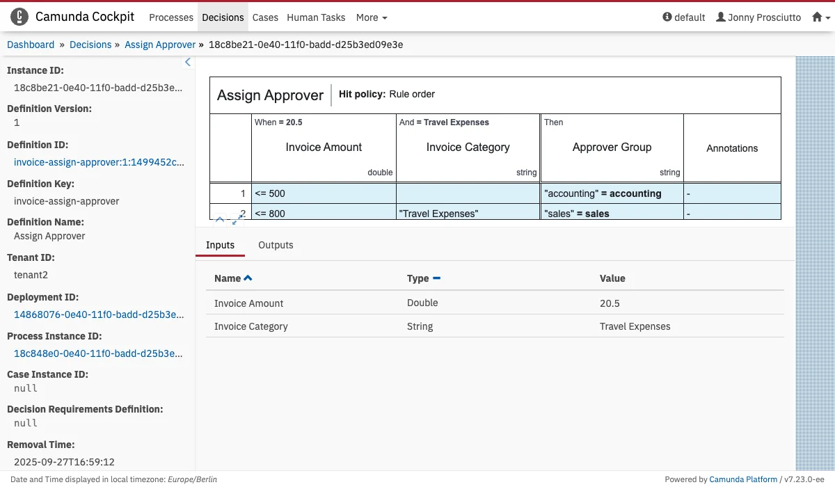 Decision Instance Action