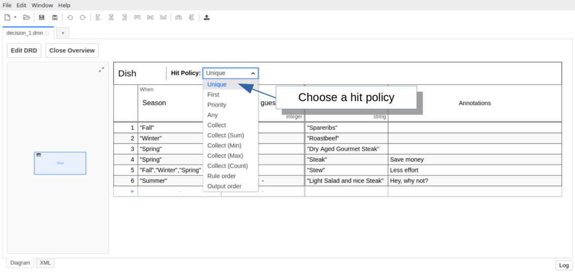 Configure the hit policy