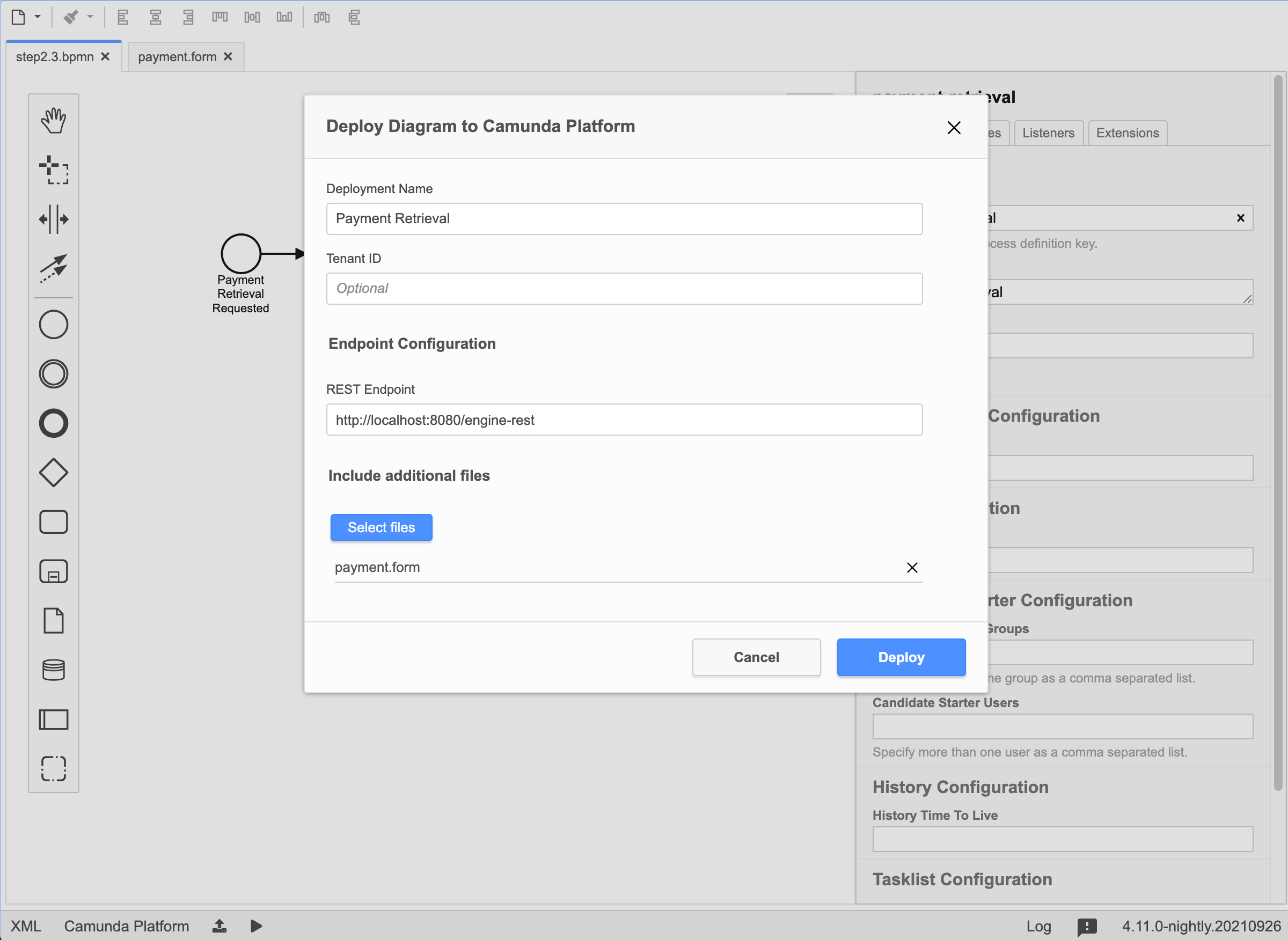 Include the form file in the deployment