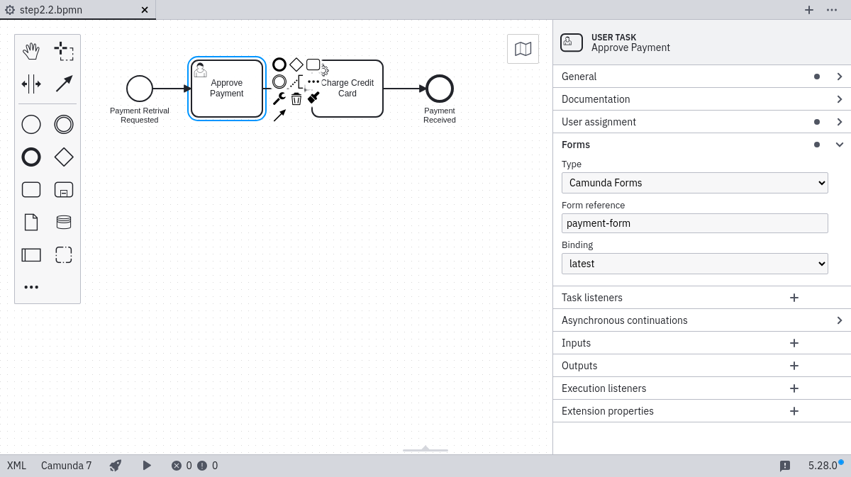 Reference the form from the user task