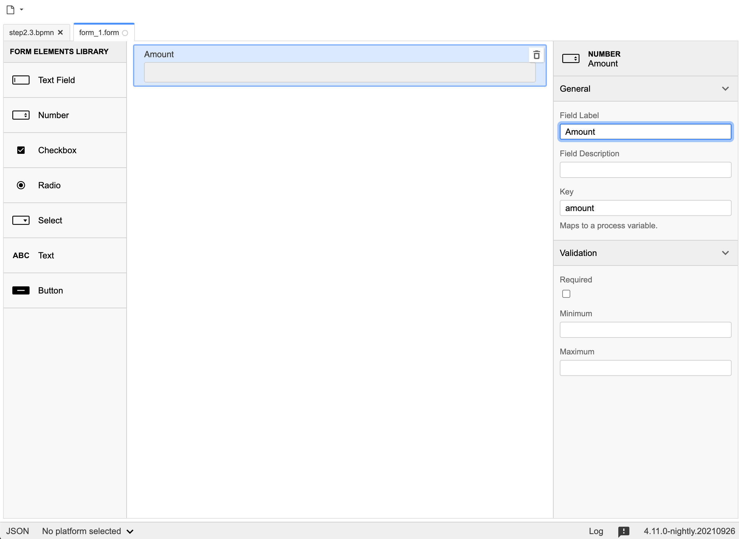 Add the amount field