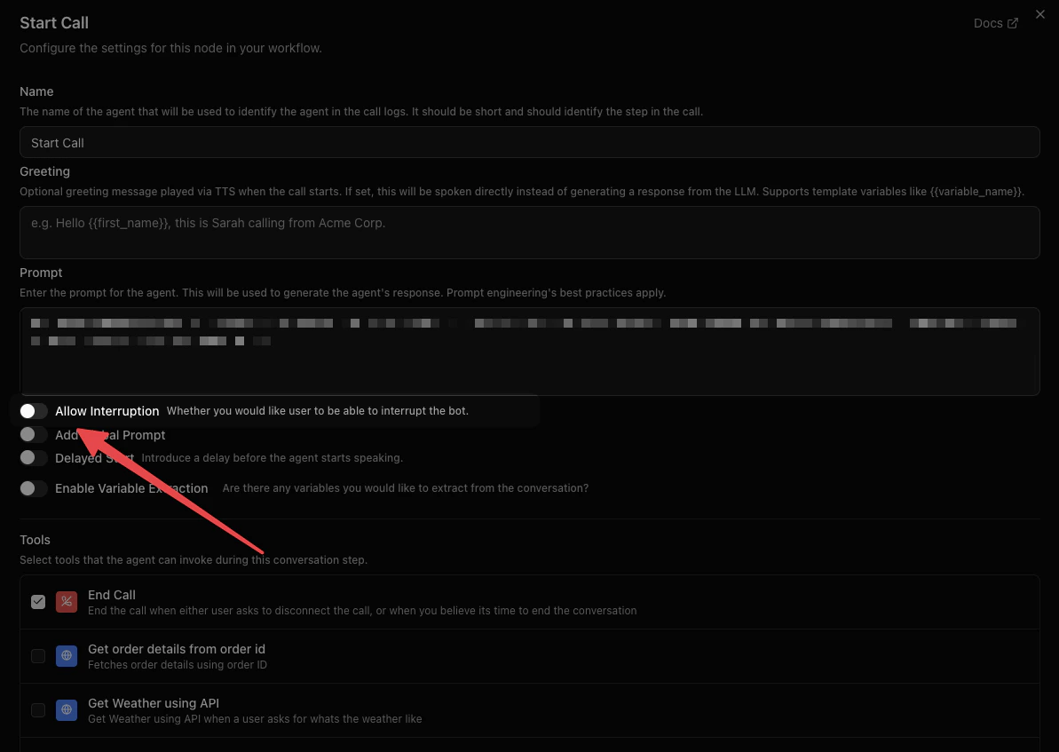 Allow Interruption Toggle