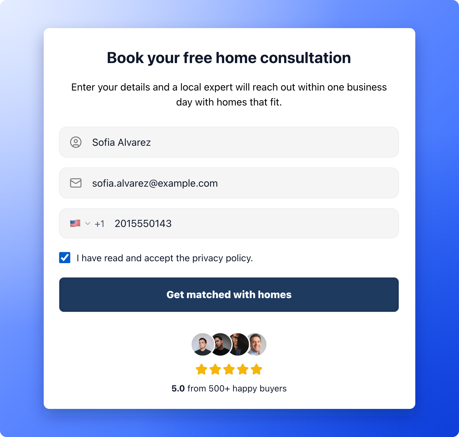 The last step of a funnel, where a visitor enters their name, email and phone number