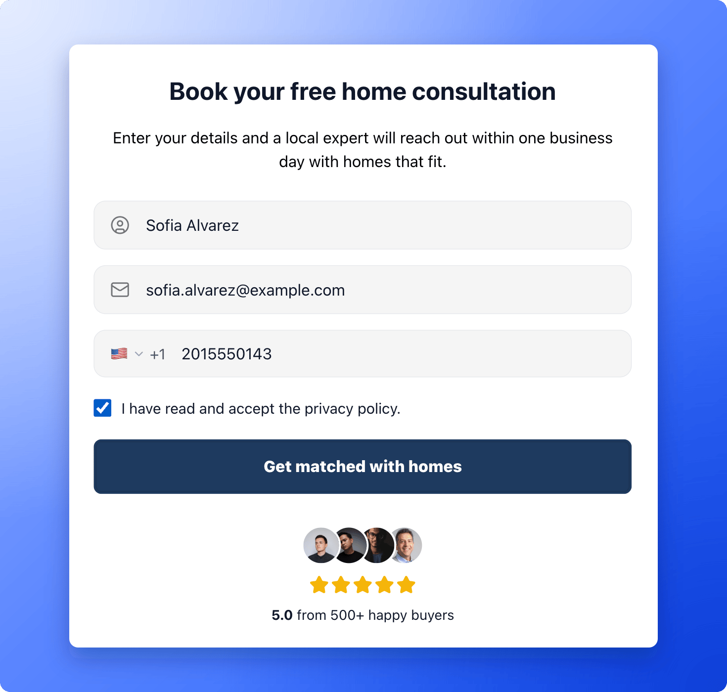 The last step of a funnel, where a visitor enters their name, email and phone number