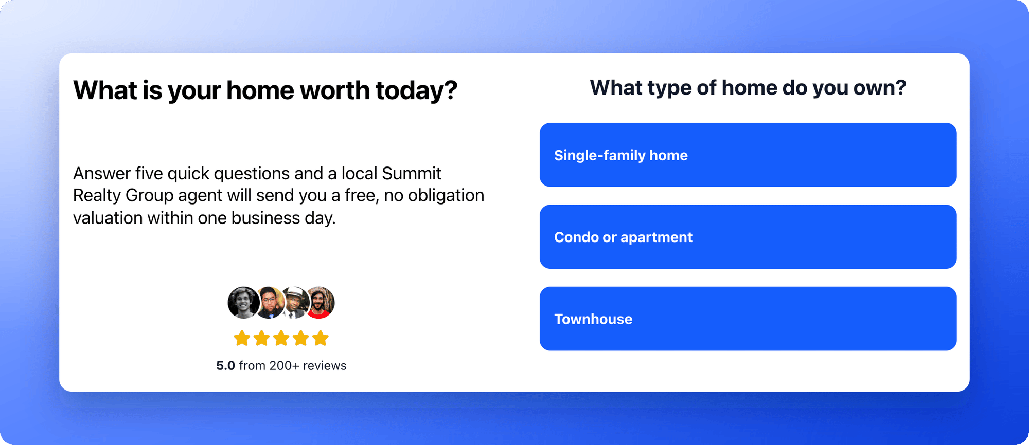 A page with a headline and text on the left and a quiz on the right, side by side in two columns