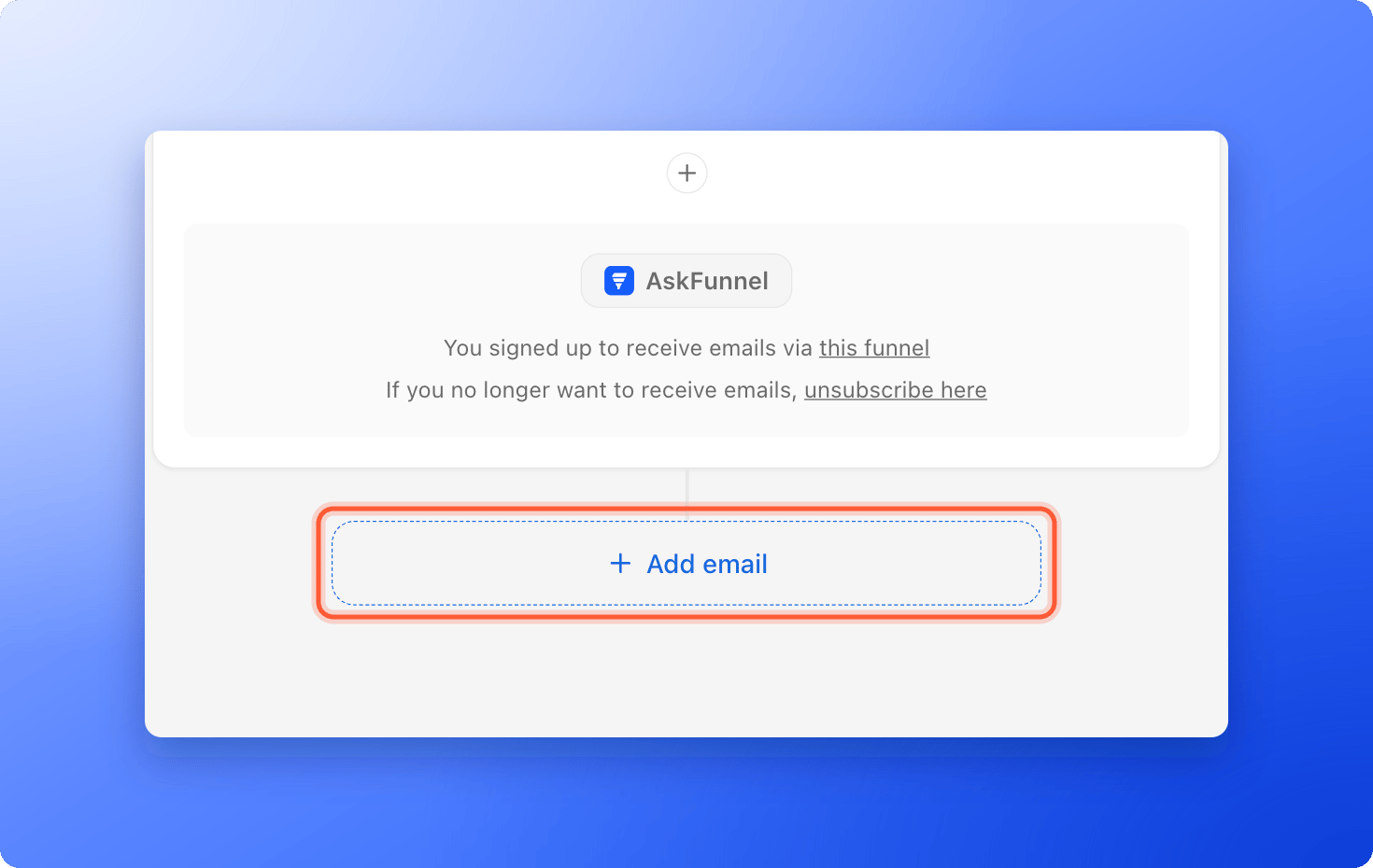 The Add email button below an email, highlighted
