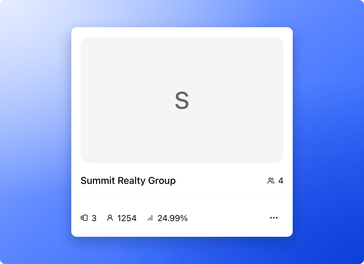A workspace card showing the workspace name, its member count, funnels, leads and conversion rate