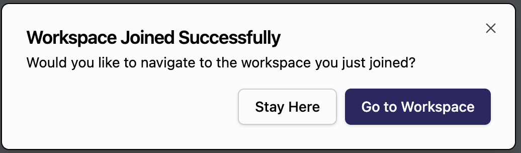 Redirect confirmation to workspace page