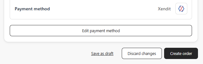 Bottom of the order form showing Save as draft and Create order buttons