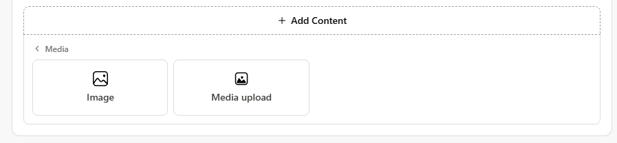Media options: Image and Media upload