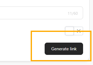 Generate link button Generate link button highlighted at the bottom of the Create new link form