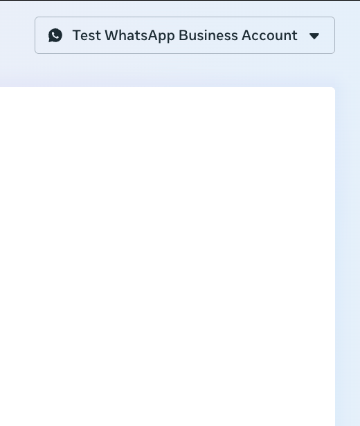 Close-up of the WhatsApp Manager top-right business selector