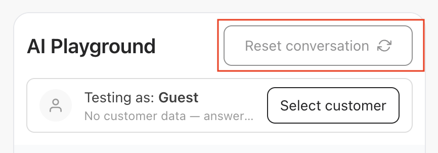 Reset conversation button in the AI Playground header