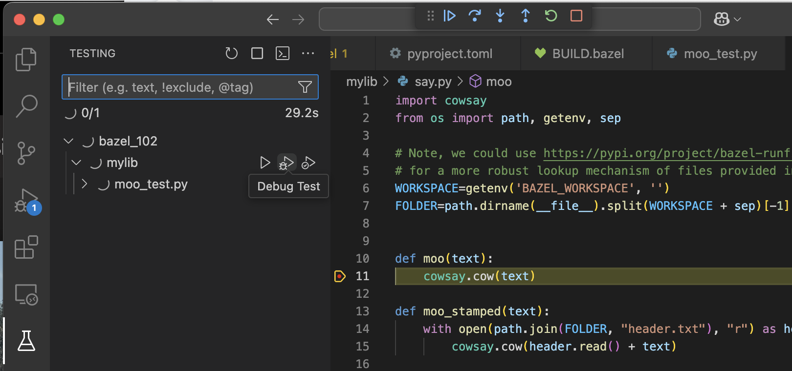 debugger works