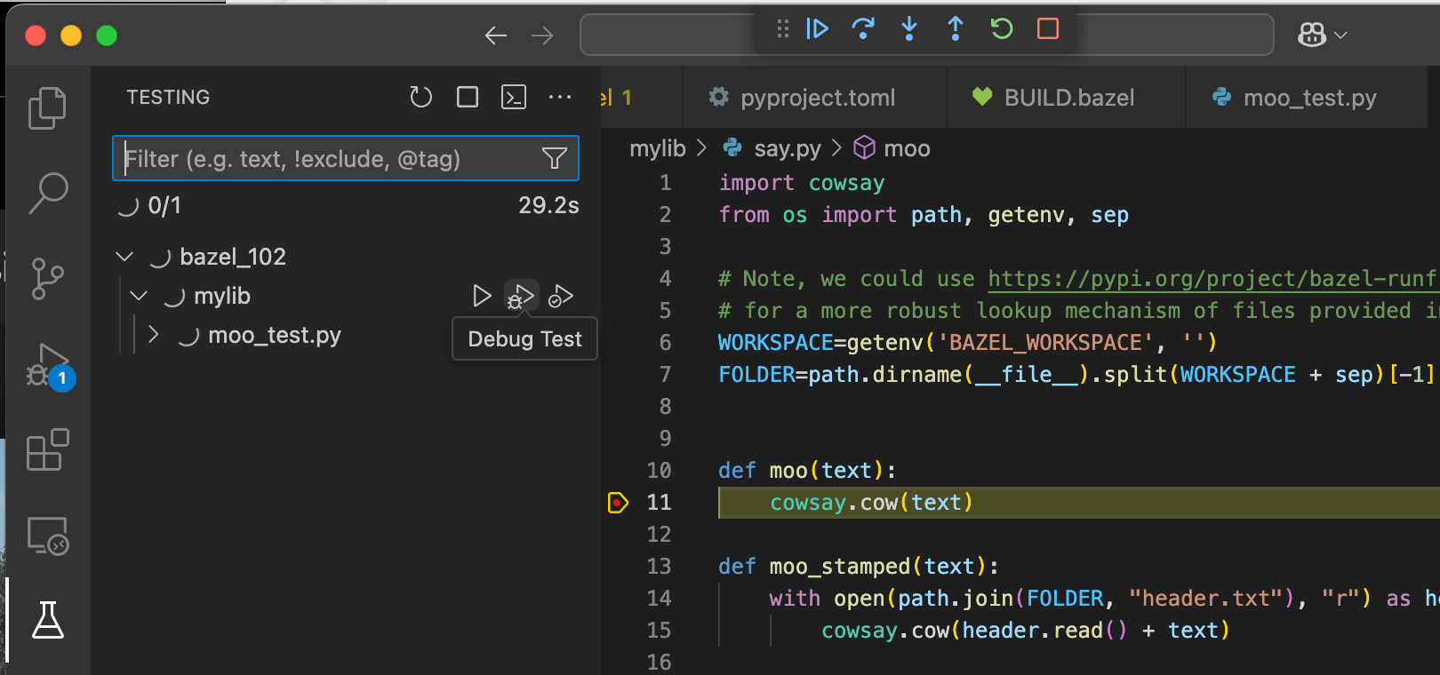 debugger works