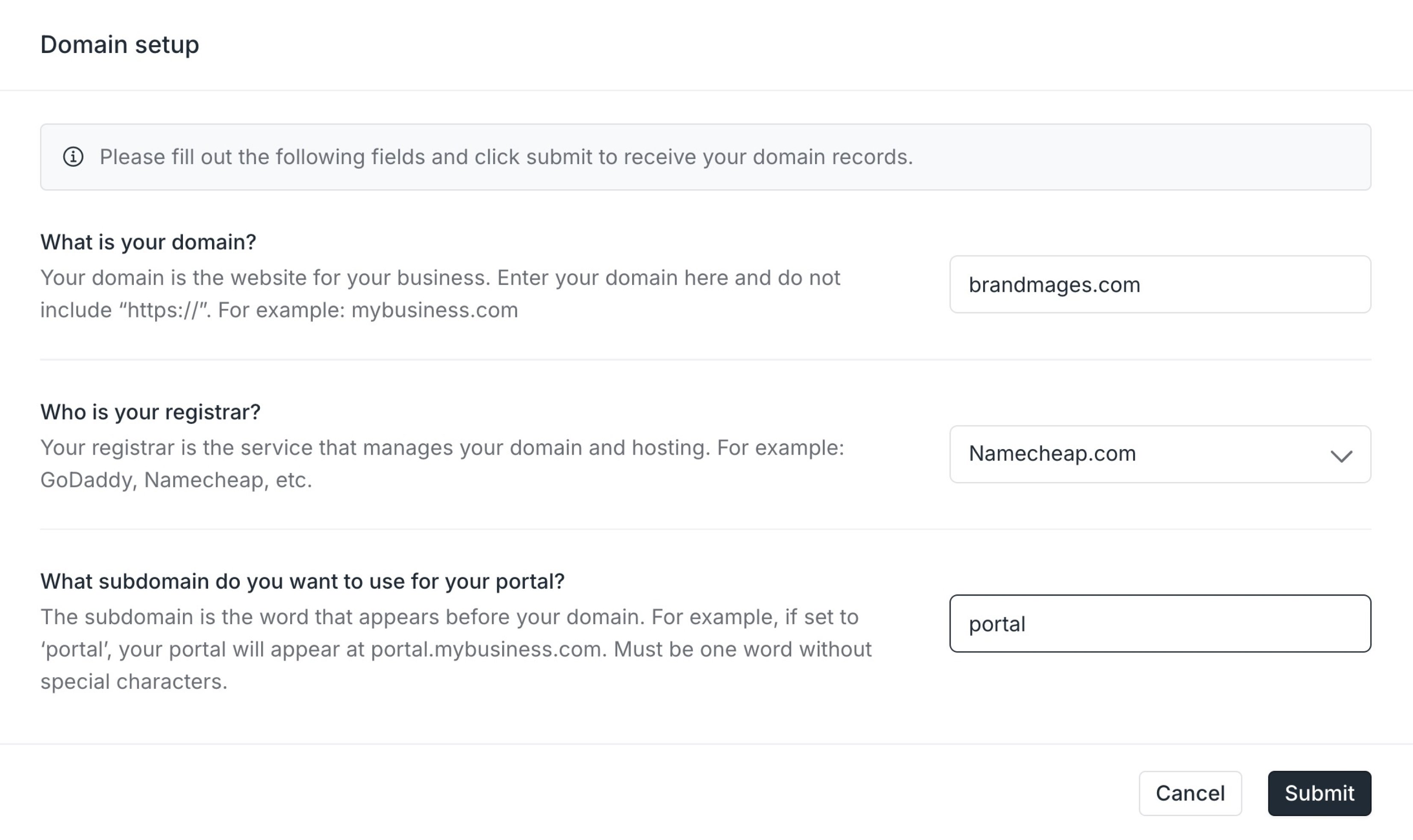 Custom domain records in Assembly