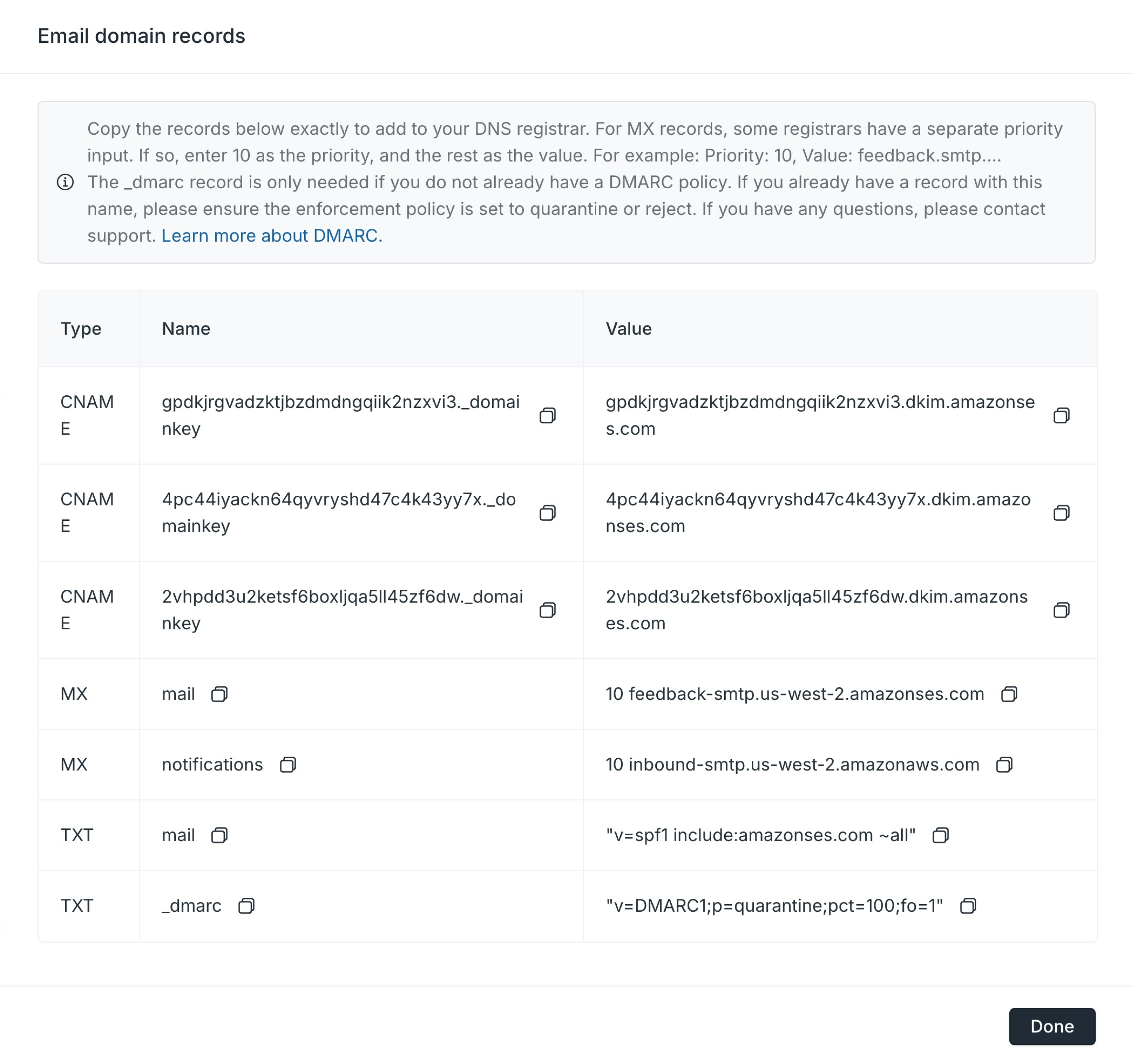 Custom email domain records in Assembly
