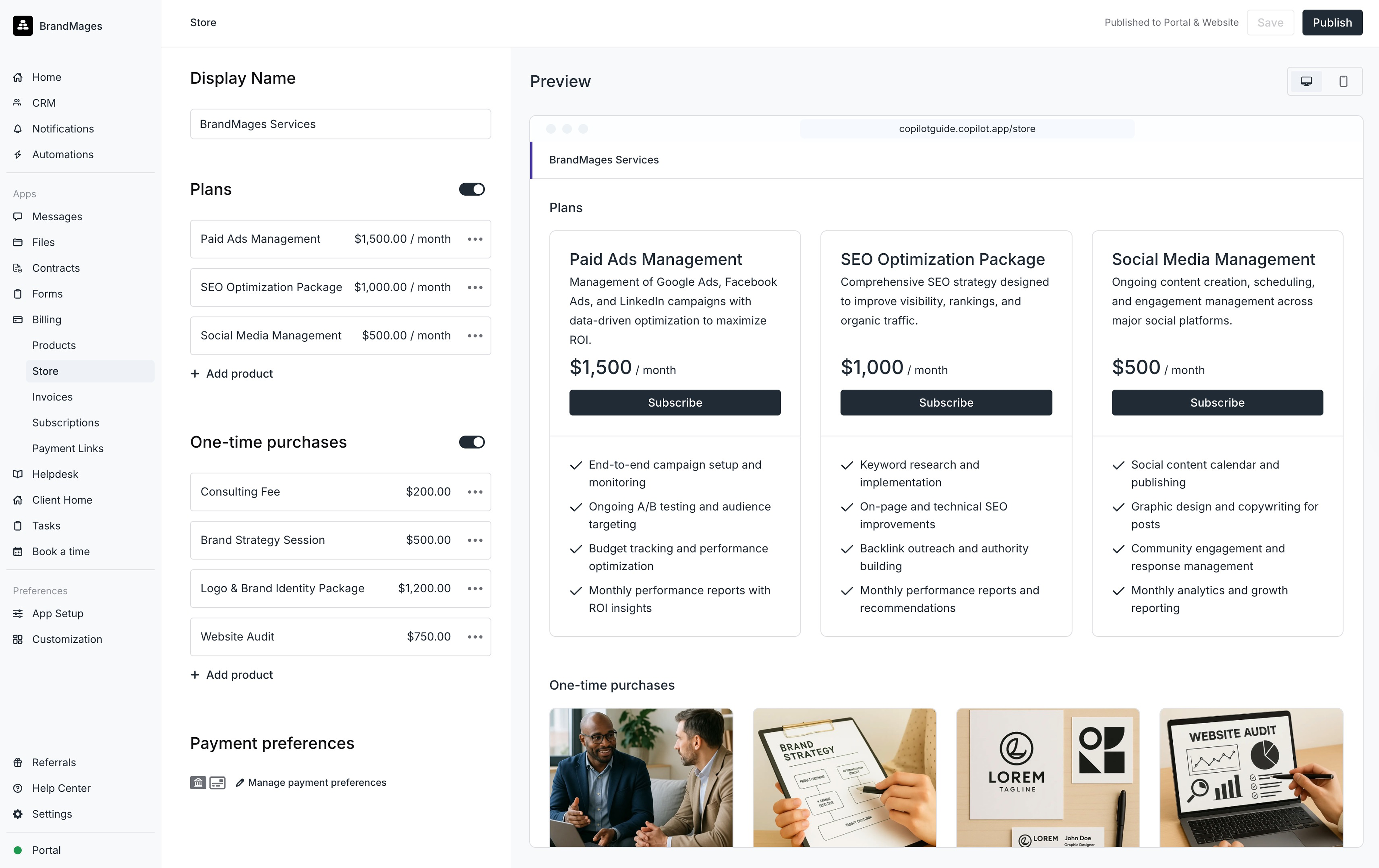 Store feature interface