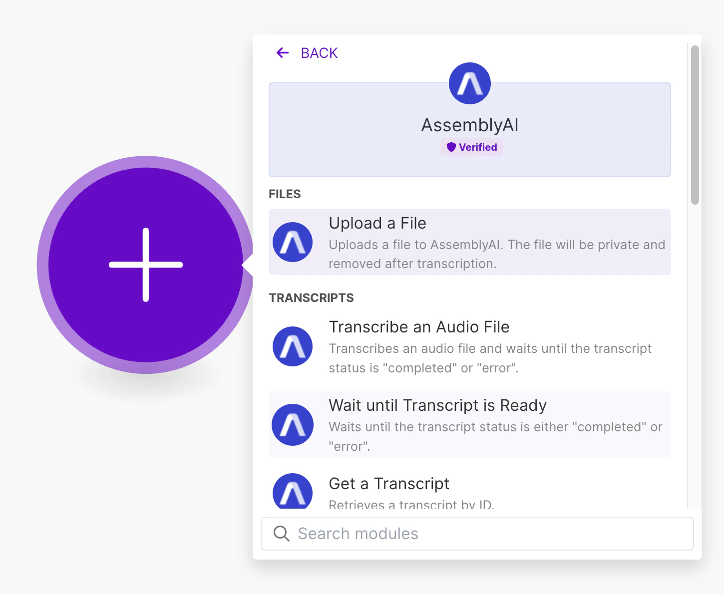Add an AssemblyAI module in Make